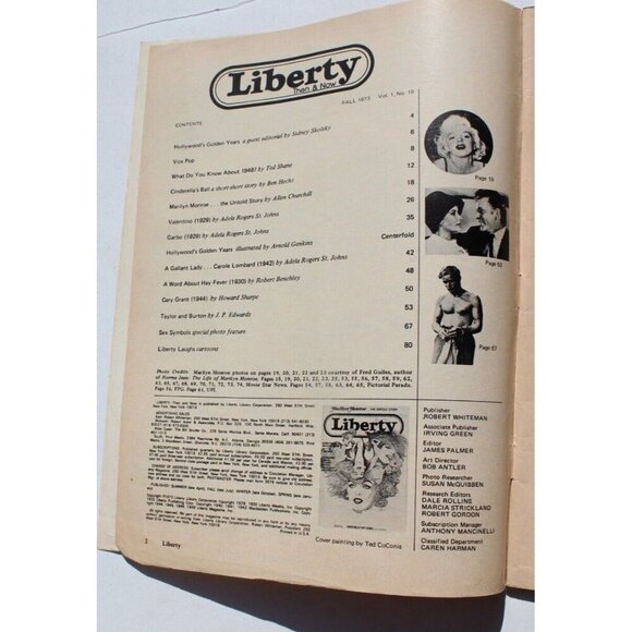 Liberty Then And Now Magazine Fall 1973 Marilyn Monroe Garbo Cary Grant Taylor - Picture 2 of 5